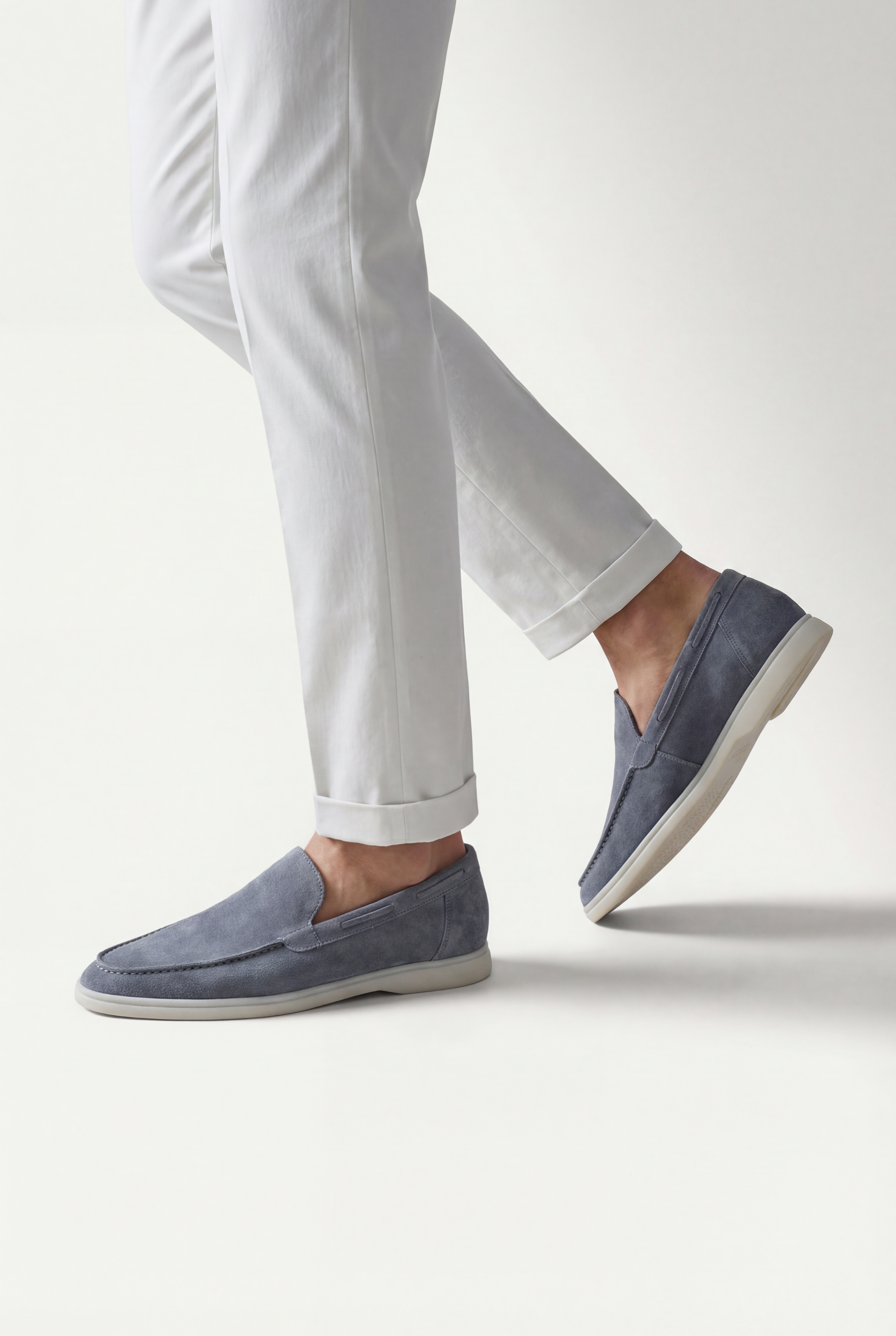 Moreno Classic Suede Loafer Baby Blue – Positano Life