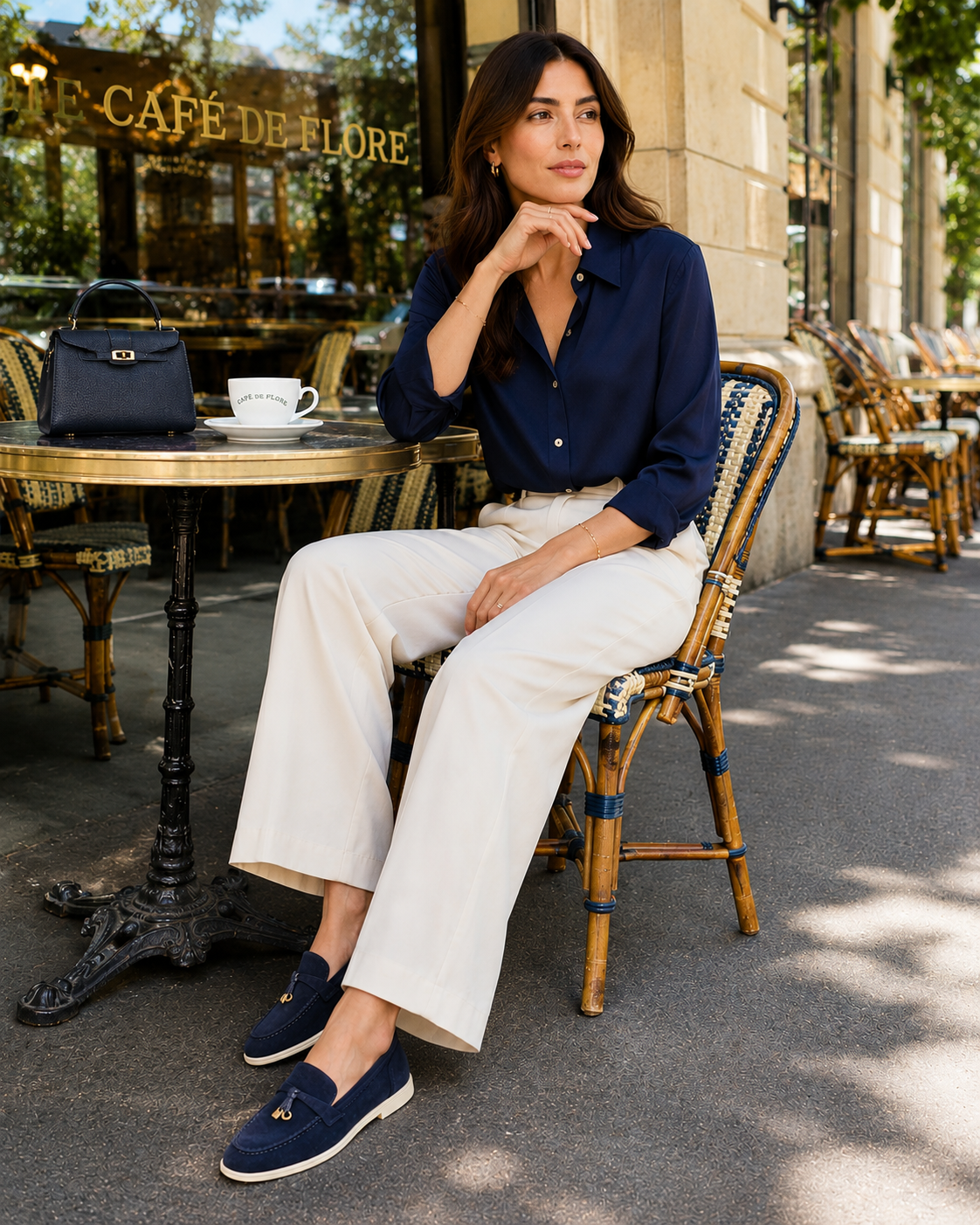 Lady Navy Blue Buckle Loafer – Positano Life