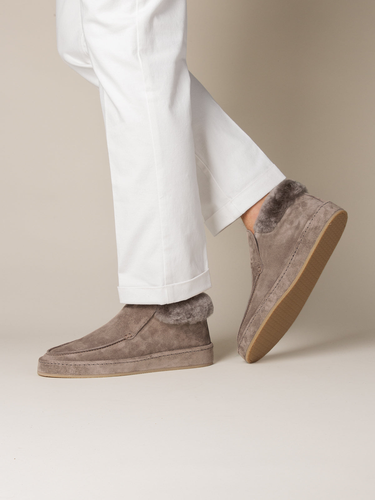 Ash Grey Voyager City Loafer Fur Trim – Positano Life