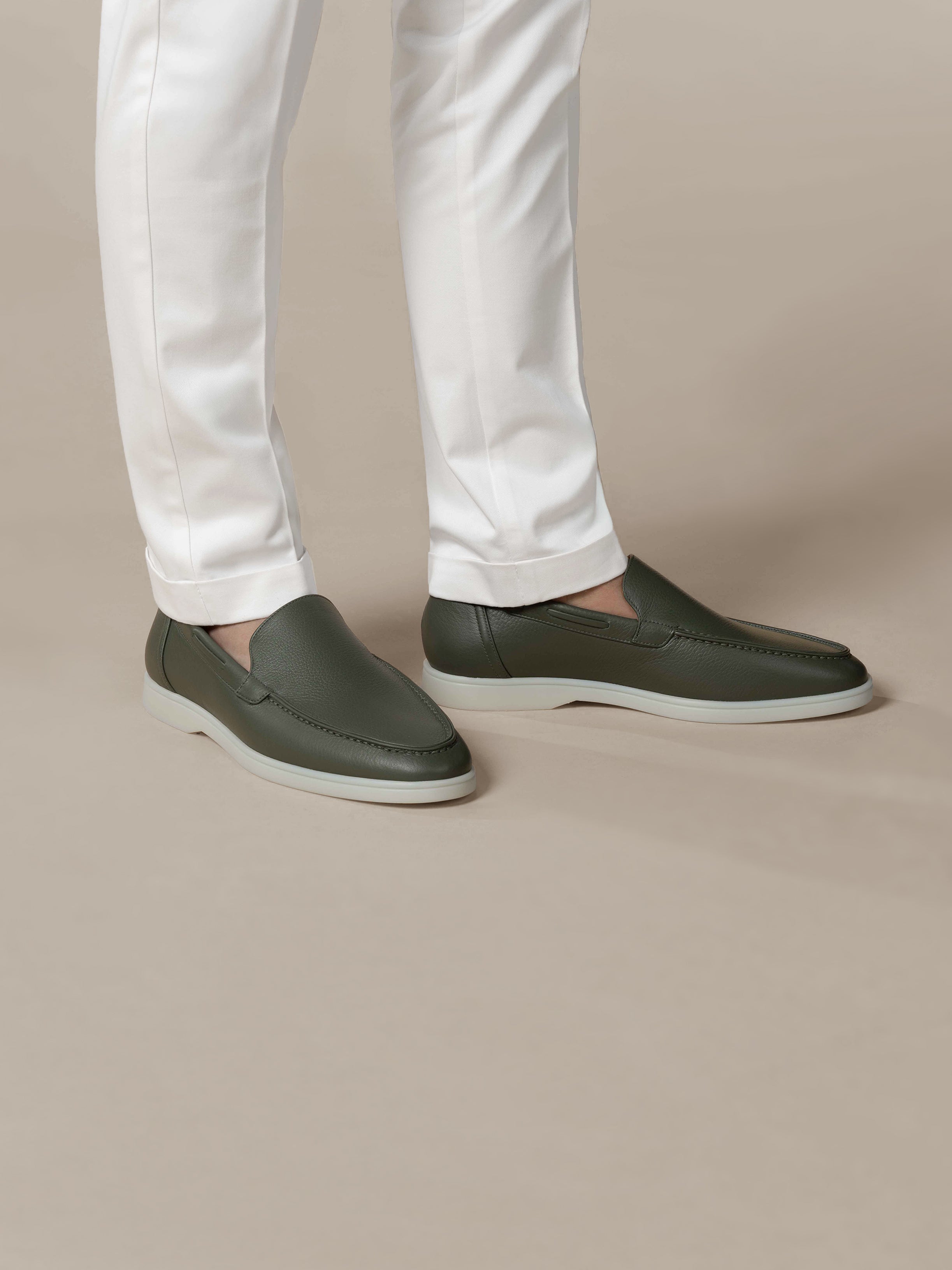 Classic Green Grain Yacht Loafers – Positano Life