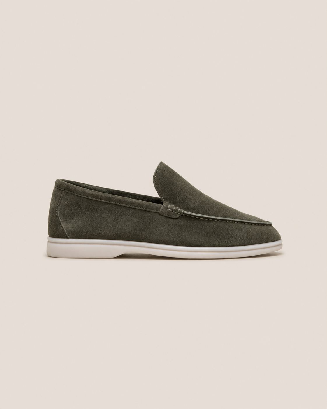 Lady Army Green Cowhide Slip-On Loafers – Positano Life