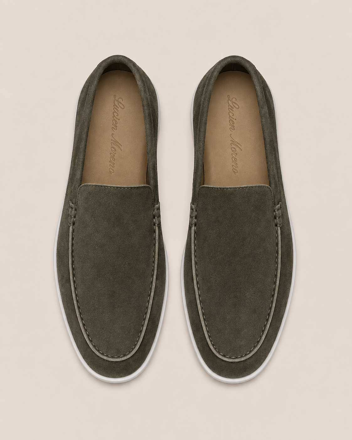 Lady Army Green Cowhide Slip-On Loafers – Positano Life