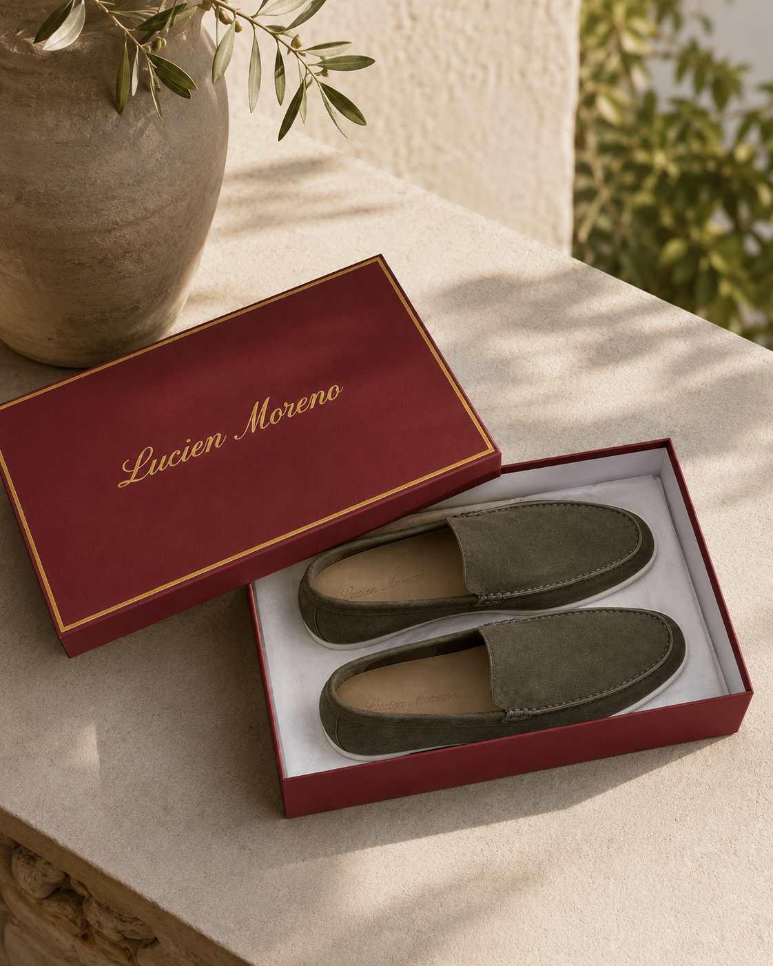 Lady Army Green Cowhide Slip-On Loafers – Positano Life