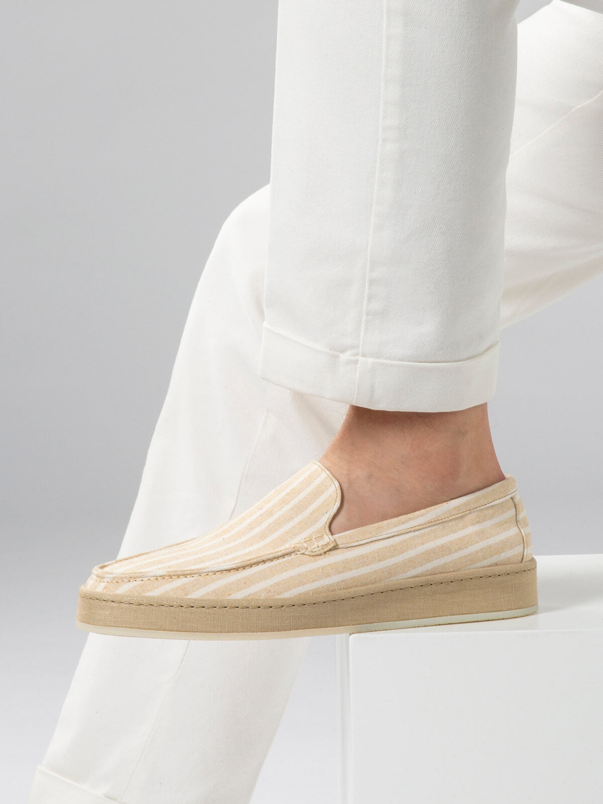 Yellow Striped Linen Voyager Loafer – Positano Life
