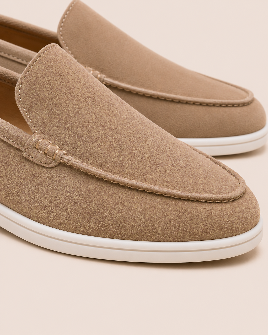 Beige Cowhide Slip-On Loafers – Positano Life