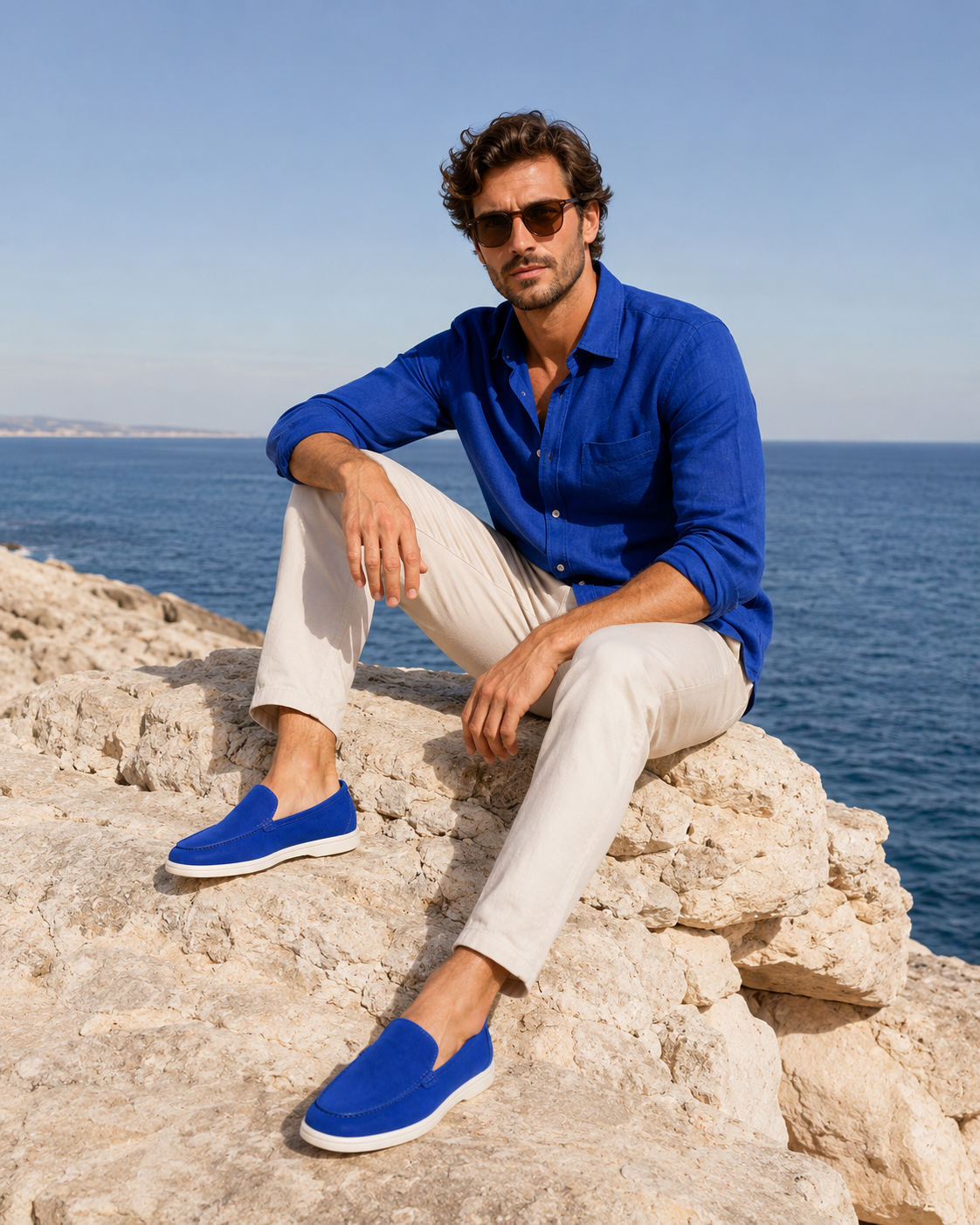 Royal Blue Cowhide Slip-On Loafers – Positano Life